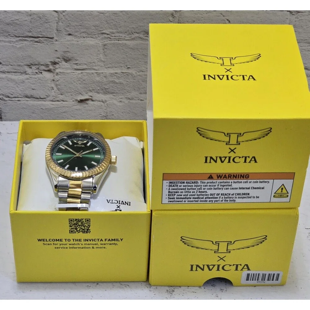 Invicta Specialty I Men's Quartz 40 mm Green Dial Two Tone Watch 69012 Brand New